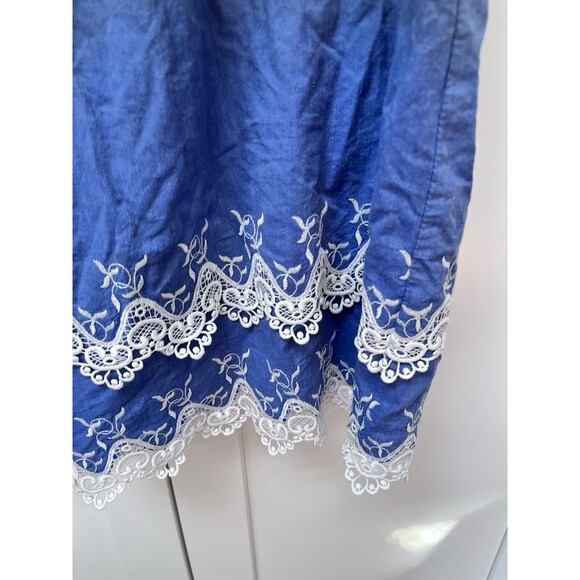 Chasing Fireflies Cottagecore Dress Sz 10 Girls Blue Lace Trim Zipper Back - Picture 3 of 6